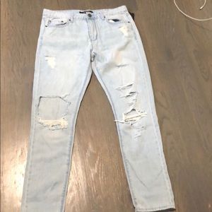 Light Indigo Destructed Denim Slim Pant